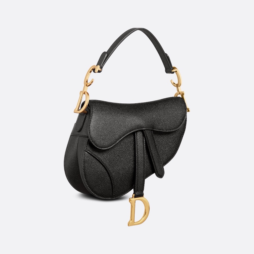 DIOR Mini Saddle Black Grained Calfskin
